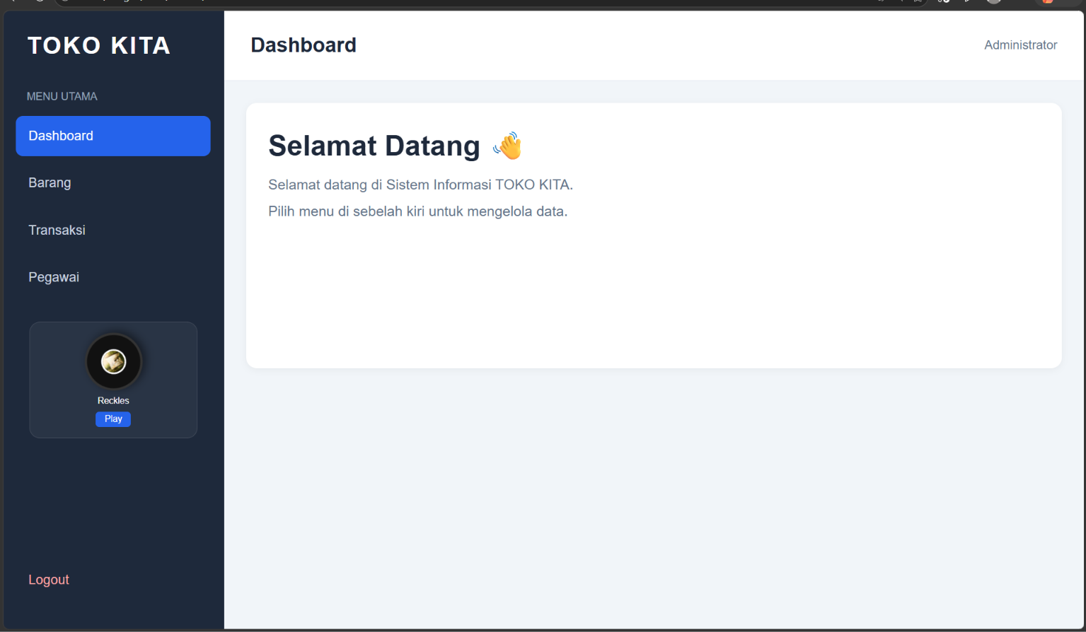 Toko Kita Store Dashboard Preview
